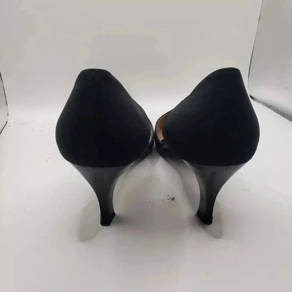 Stuart Weitzman Black Pumps nylon 10.5B office street point toe heel wedding - Picture 4 of 13